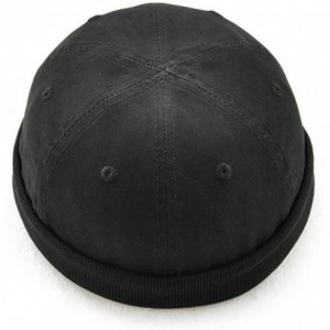 Skullies & Beanies Men Women Beanie Worker Sailor Cap Rolled Cuff Retro Brimless Hat - Black - CG18L9HQCI9 $12.07