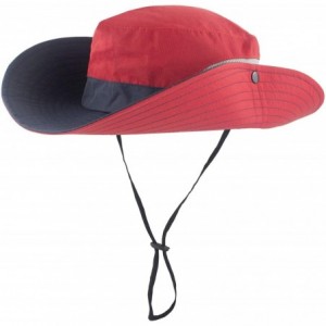 Sun Hats Women's Summer Sun UV Protection Hat Foldable Wide Brim Boonie Hats for Beach Safari Fishing - Navy & Red - C818EE8I...