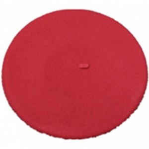 Berets 100% Wool French Style Casual Classic Solid Color Wool Beret Hat Cap - Red - CB12N0HDXNG $21.56