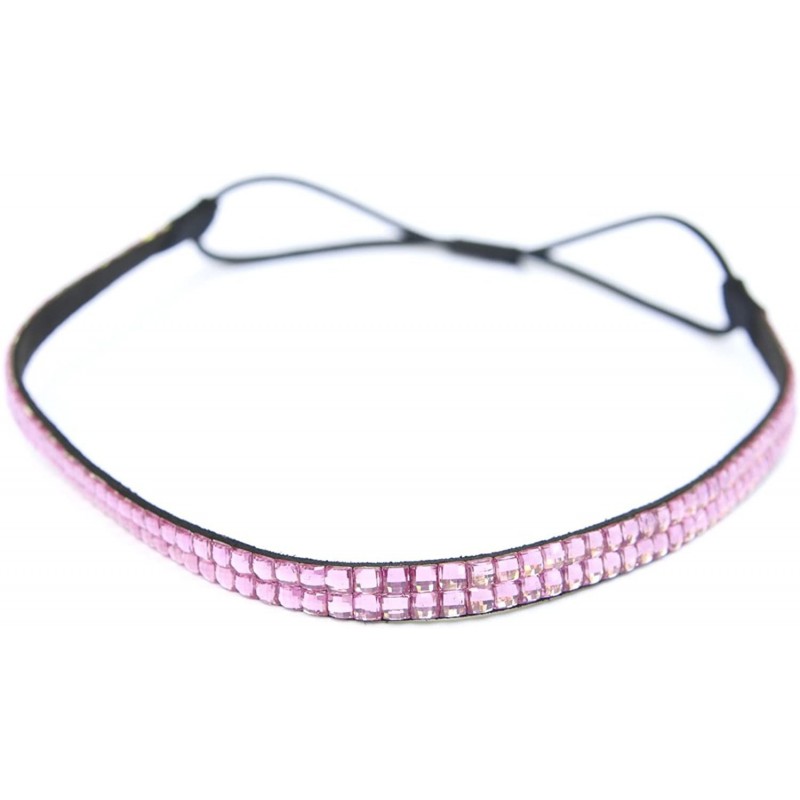 Headbands Custom Color Bling Shimmering Rhinestone Elastic Stretch Headbands - Thin Rose Pink - CH11JAY3HUD $12.77