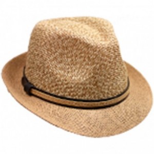 Fedoras Fedora Straw Hat for Mens Women Sun Beach Derby Panama Summer Hats w Brim Black to White - M Tan W Black - CH184XM94W...