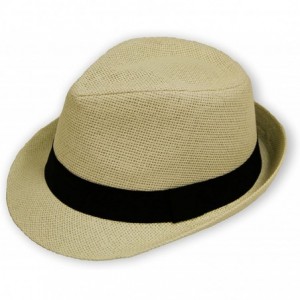 Fedoras Men/Women Straw Fedora Hat - Natural - CD12EBOO5ML $29.92