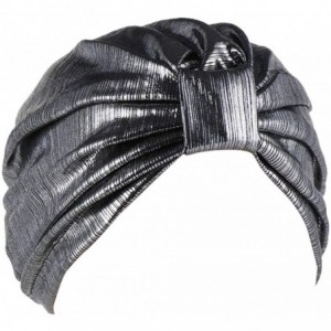 Skullies & Beanies Womens Muslim Floral Elastic Scarf Hat Stretch Turban Head Scarves Headwear Cancer Chemo - sliver-1 - C918...