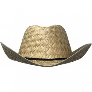 Cowboy Hats Low Crown Westen Cowboy Straw Hat - CZ18UOWL55Y $19.65