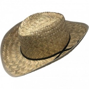 Cowboy Hats Low Crown Westen Cowboy Straw Hat - CZ18UOWL55Y $7.28