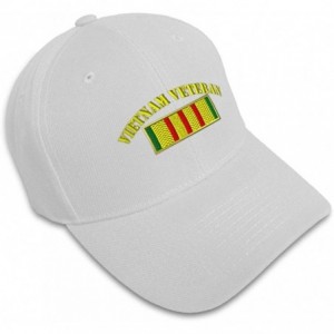 Baseball Caps Custom Baseball Cap Vietnam Veteran Flag Embroidery Dad Hats for Men & Women 1 Size - White - C411MQPDU3X $21.43
