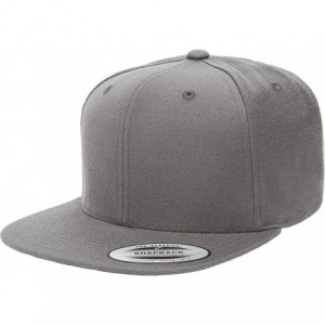 Baseball Caps Yupoong Premium Classic Snapback Hat - Flat Brim- Adjustable Ballcap w/Hat Liner - Dark Grey - C218GZ2GXXC $27.01
