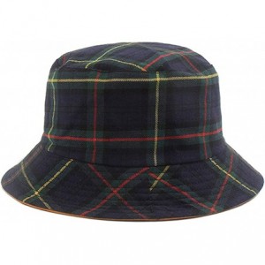 Bucket Hats Packable Bucket Hats Reversible Women Sun Plaid-Fisherman Caps - Navy - CW18UDIK0TR $19.91