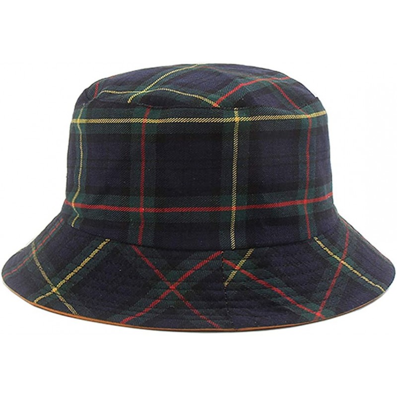 Bucket Hats Packable Bucket Hats Reversible Women Sun Plaid-Fisherman Caps - Navy - CW18UDIK0TR $7.87