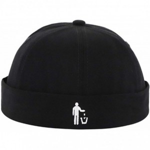 Skullies & Beanies Retro Rolled Cuff Skull Caps Brimless Beanie Hats for Men/Women - B-black(letters) - CQ18WWK25LH $38.79