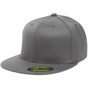 Baseball Caps Flexfit Premium 210 Fitted Flat Brim Baseball Hat - Dark Grey - CU184EYMQSS $31.73