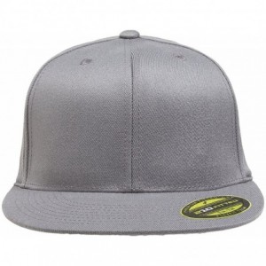 Baseball Caps Flexfit Premium 210 Fitted Flat Brim Baseball Hat - Dark Grey - CU184EYMQSS $15.46
