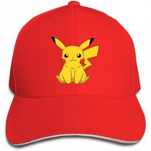 Baseball Caps Unisex Pikachu Anime Cotton Snapback Caps Dry and Crisp Cool TravelMid Crown Curved Bill Tennis Cap - Red - C11...