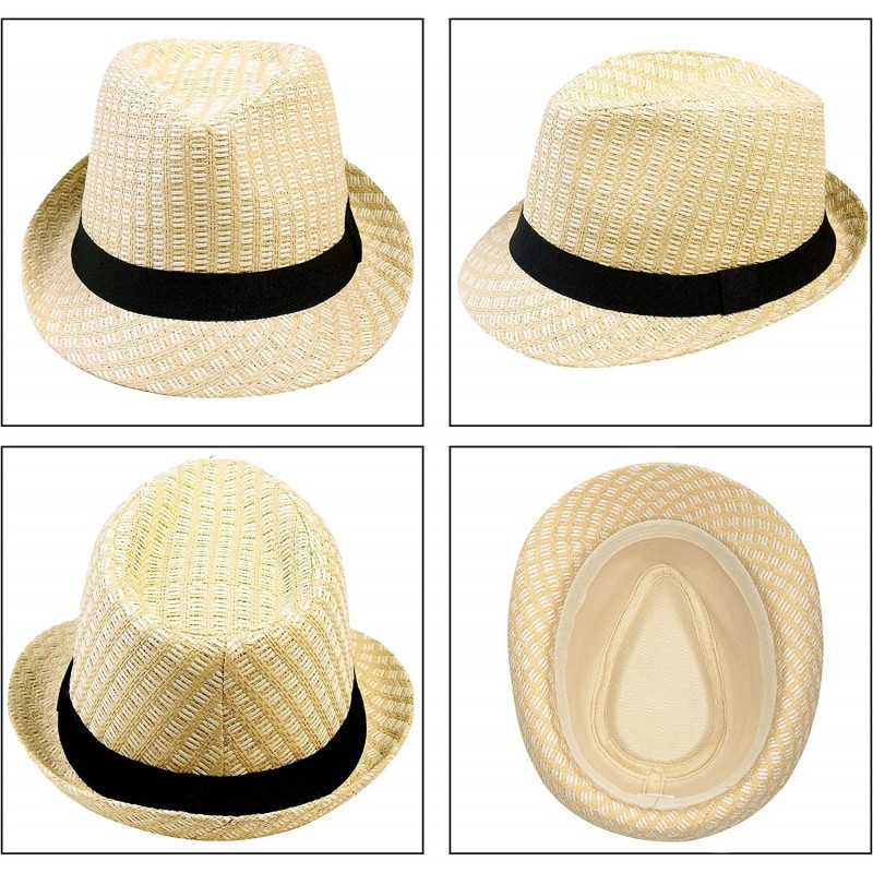 Men/Women Summer Classic Short Brim Beach Sun Hat Straw Fedora Hat ...