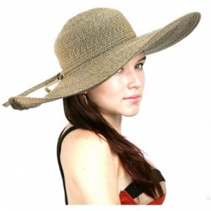 Sun Hats Women's Multicolor Weaved Large Wide Brim Floppy Sun Hat - Wheat Mix - C811AQYHOYB $30.31