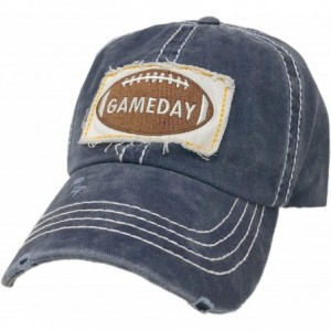 Baseball Caps Distressed Embroidered Patchwork Cotton Baseball Visor Sun Cap Dad Hat - Gameday- Navy - C618Z4HNWA9 $11.79
