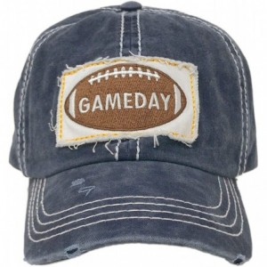 Baseball Caps Distressed Embroidered Patchwork Cotton Baseball Visor Sun Cap Dad Hat - Gameday- Navy - C618Z4HNWA9 $11.79