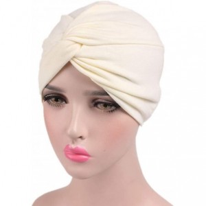 Skullies & Beanies Chemo Sleep Turban Headwear Scarf Beanie Cap Hat for Cancer Patient Hair Loss - Beige - CM187U5I6CU $13.01