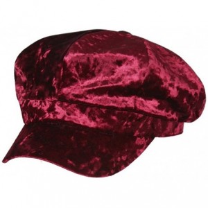 Newsboy Caps Women Newsboy Hat Velvet Visor Beret Cap 8 Panel - Cristal Red - CZ1888I3TDZ $34.78