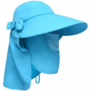 Sun Hats Women's UPF+50 Sun Visor Detachable Flap Hat Foldable Wide Brimmed UV Protection Face Mask Hat - Blue - CH12FMZH6U1 ...