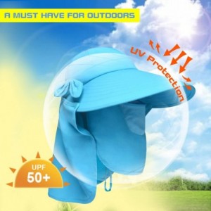 Sun Hats Women's UPF+50 Sun Visor Detachable Flap Hat Foldable Wide Brimmed UV Protection Face Mask Hat - Blue - CH12FMZH6U1 ...