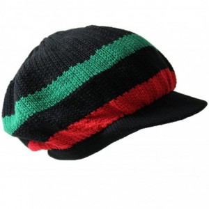 Skullies & Beanies Knit Cotton Beanie Visor - Red/Black/Green - CQ189U39R58 $29.75