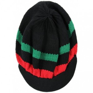 Skullies & Beanies Knit Cotton Beanie Visor - Red/Black/Green - CQ189U39R58 $12.75