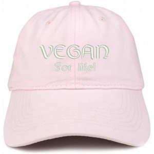 Baseball Caps Vegan for Life Embroidered Low Profile Brushed Cotton Cap - Light Pink - CD188TEYSXK $38.98