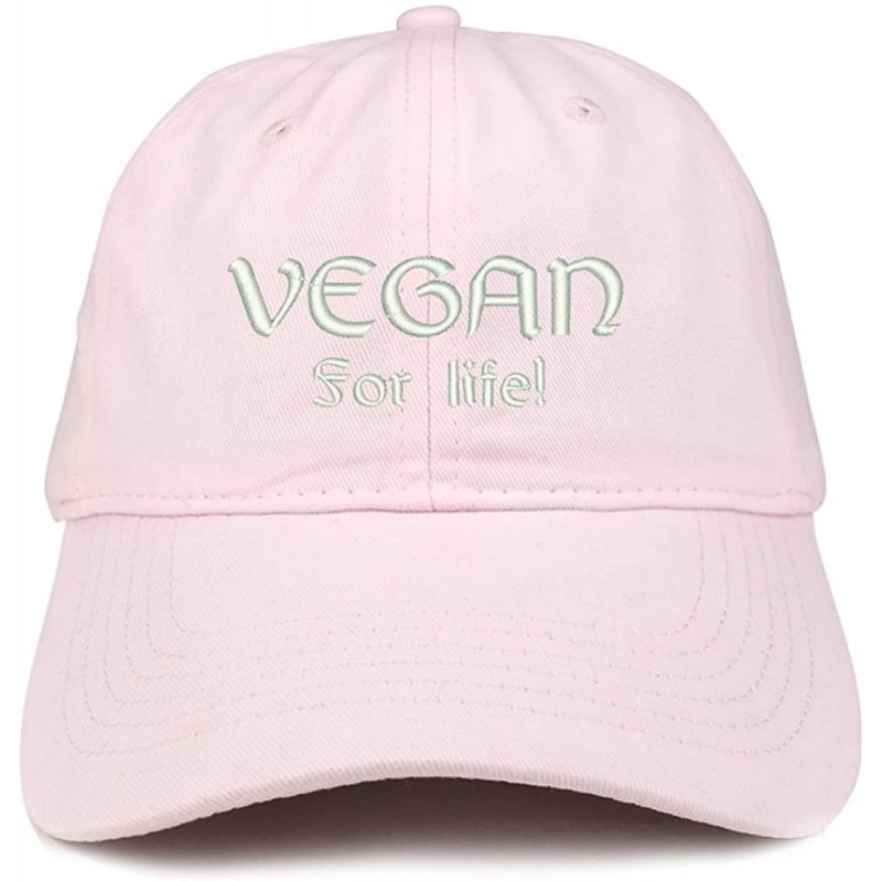 Baseball Caps Vegan for Life Embroidered Low Profile Brushed Cotton Cap - Light Pink - CD188TEYSXK $17.72