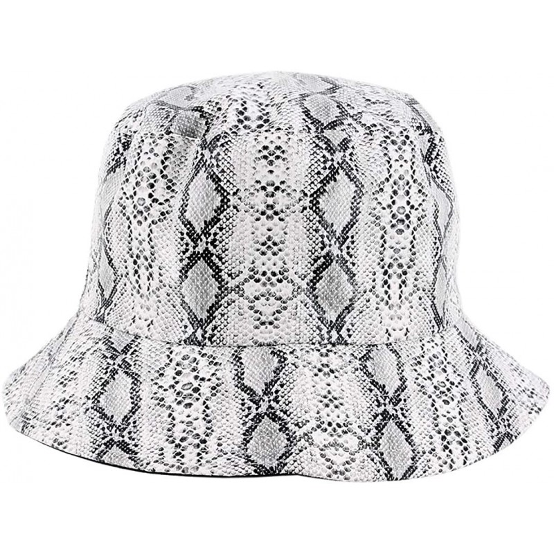 Bucket Hats Reversible Cotton Bucket Hat Multicolored Fisherman Cap Packable Sun Hat - White Snakeskin - C9193MREIUM $11.88