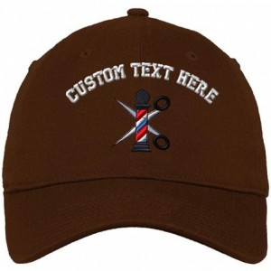 Baseball Caps Custom Soft Baseball Cap Barber Pole Scissors Embroidery Twill Cotton - Brown - CB18SEIAXCH $46.43