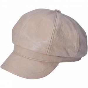 Newsboy Caps Womens PU Leather Newsboy Caps Gatsby Apple Cabbie Hat for Girls - Beige - CZ18Y860DEU $33.89
