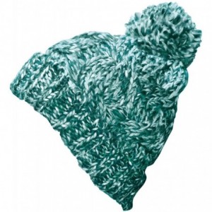 Skullies & Beanies Knitted Cozy Warm Winter Boho Slouch Snowboarding Ski Hat - Teal White - CB12MATKD2A $33.01