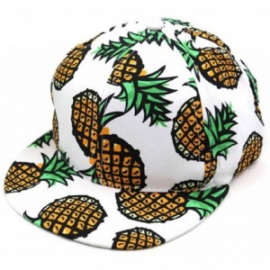 Baseball Caps Adult Pineapple Print Snapback Hat Cap Summer Beach White - CJ11YR7Q30F $32.34