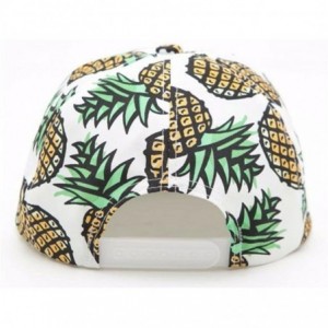 Baseball Caps Adult Pineapple Print Snapback Hat Cap Summer Beach White - CJ11YR7Q30F $12.58