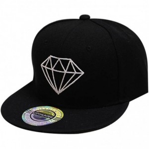 Baseball Caps Solid Diamond Snapback Cap - Black - C511Y7E79C9 $28.12