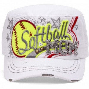 Baseball Caps Softball Mom Distressed Adjustable Cadet Cap - White - C611O29ET31 $24.35