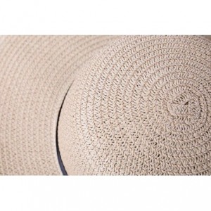 Sun Hats Womens Wide Brim Sun Bowknot Beach Hat Packable Sun Protection Straw Hat UPF50 - Navy - CO18QMQXXHW $12.37