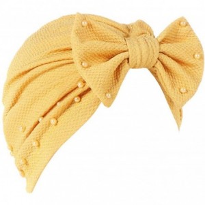 Skullies & Beanies Women Cancer Bow Chemo Hat Beanie Turban Head Wrap Cap with Bowknot - Yellow B - C518HCQ8XO8 $23.01