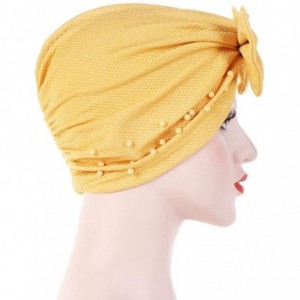 Skullies & Beanies Women Cancer Bow Chemo Hat Beanie Turban Head Wrap Cap with Bowknot - Yellow B - C518HCQ8XO8 $19.13