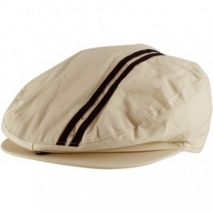 Newsboy Caps Men's Women's Unisex 100% Cotton Double Striped Newsboy Cap Gatsby Hat - Beige - CM11MEJFN13 $20.98