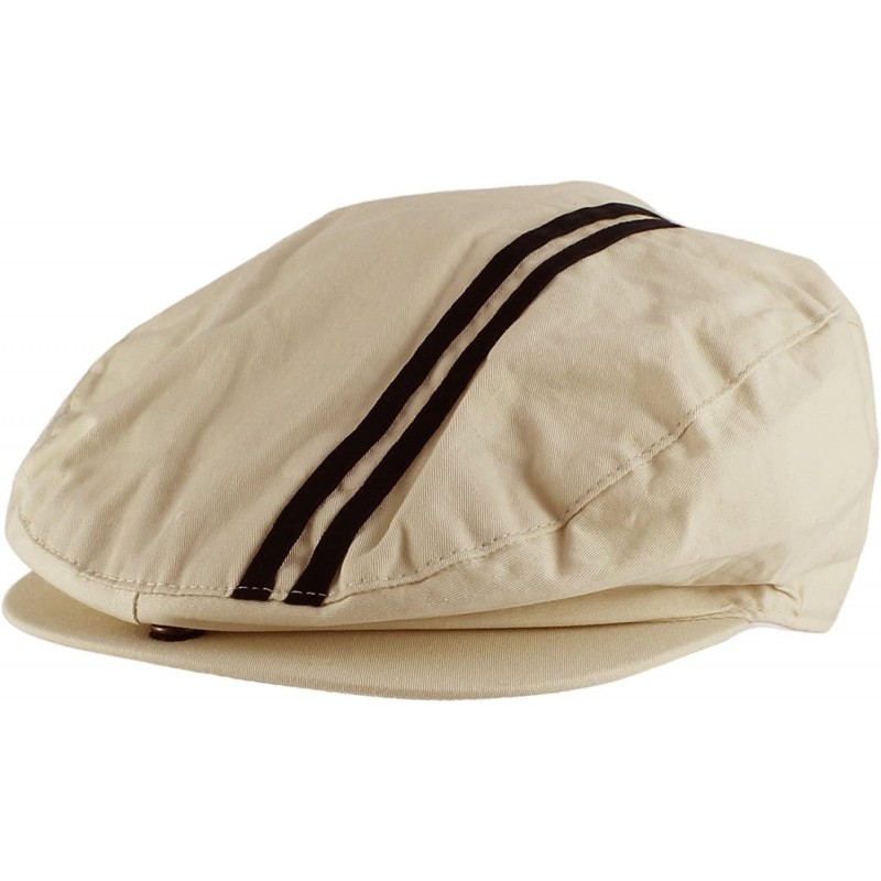 Newsboy Caps Men's Women's Unisex 100% Cotton Double Striped Newsboy Cap Gatsby Hat - Beige - CM11MEJFN13 $11.77
