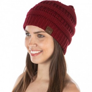 Skullies & Beanies Exclusives Womens Beanie Solid Ribbed Knit Hat Warm Soft Skull Cap - Burgundy - C918Y86HU6Y $21.11