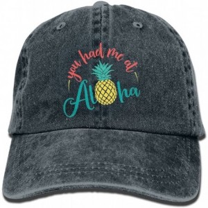 Cowboy Hats You Had Me at Aloha Pineapple Men Women Cowboy Hats Vintage Denim Trucker Baseball Caps - Navy - CO18097TTOE $15.97