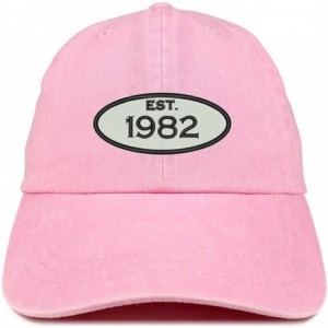 Baseball Caps Established 1982 Embroidered 38th Birthday Gift Pigment Dyed Washed Cotton Cap - Pink - CC180N6W7IE $33.54