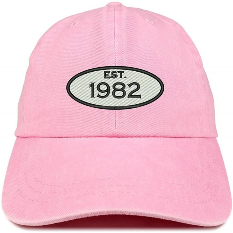 Baseball Caps Established 1982 Embroidered 38th Birthday Gift Pigment Dyed Washed Cotton Cap - Pink - CC180N6W7IE $13.86