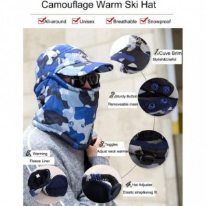 Skullies & Beanies Unisex Warm Windproof Print Trooper Trapper Hat Thermal Plush Lining Hunting Hat - Style 1-blue - CG18KNNO...