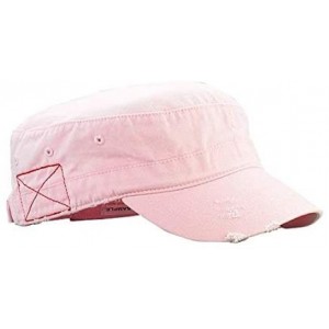 Baseball Caps Distressed Washed Cotton Cadet Army Cap - Cadet Hat - Pink - C218RA7ZRRW $27.42