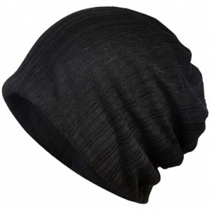 Skullies & Beanies Womens Slouchy Beanie Infinity Scarf Sleep Cap Hat for Hair Loss Cancer Chemo - 2 Pack Black-white - CQ194...