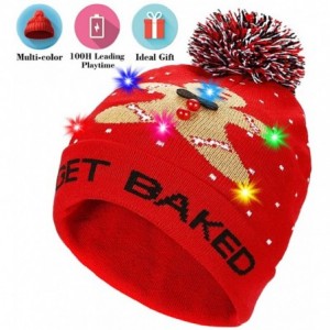Skullies & Beanies Light Up Hat Beanie LED Ugly Xmas Party Beanie Cap Flashing Christmas Hat Knitted Cap for Women Kids - CL1...